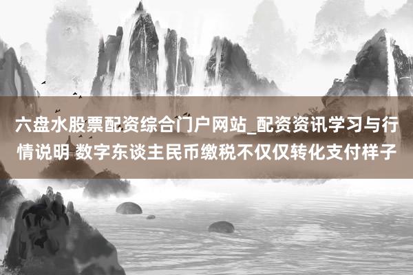 六盘水股票配资综合门户网站_配资资讯学习与行情说明 数字东谈主民币缴税不仅仅转化支付样子